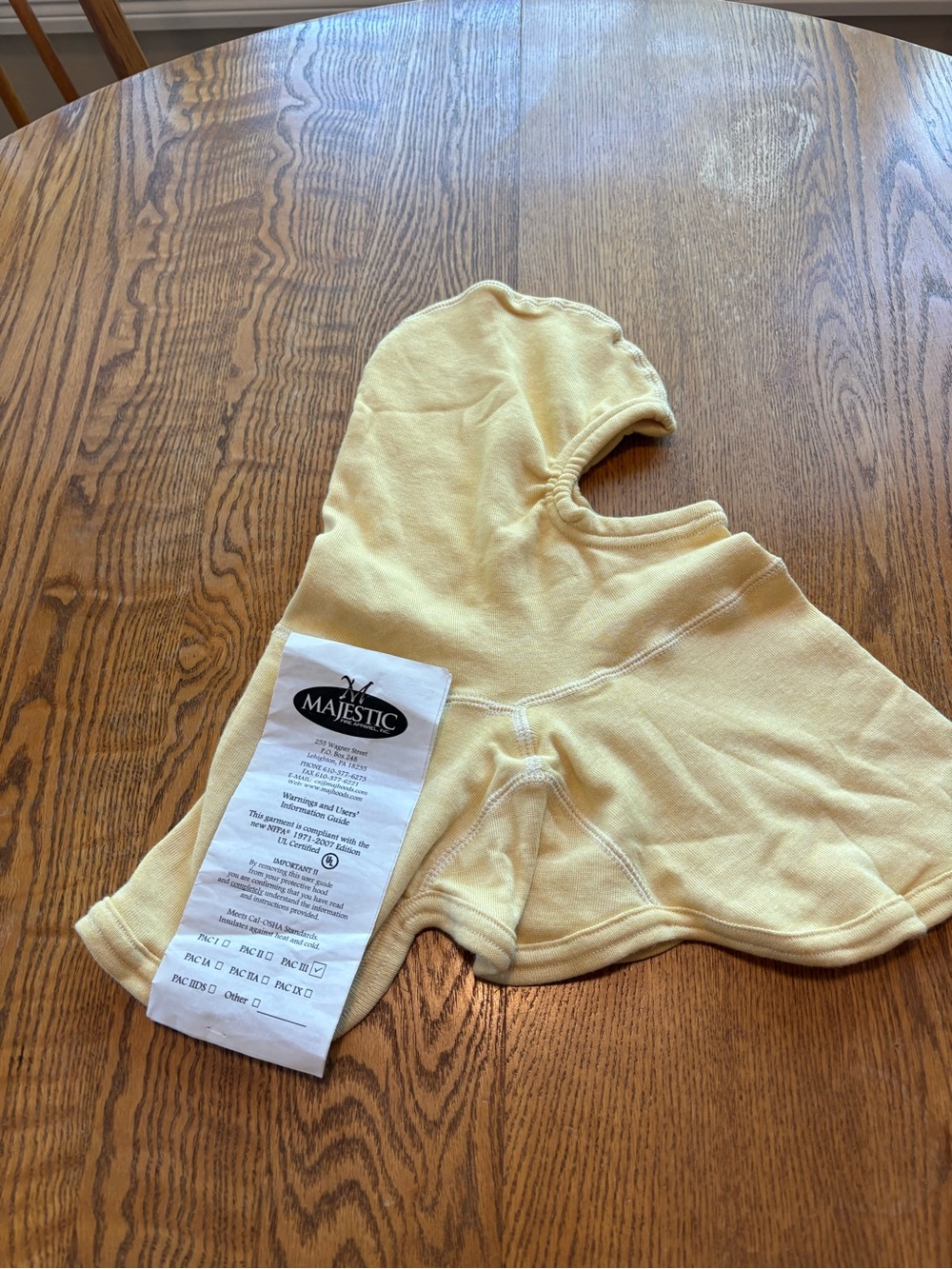 Majestic Fire Apparel Pac III Fireman Hood NWT